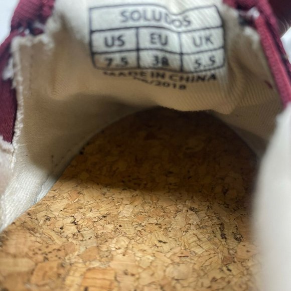 Soludos Flats Espadrilles Smoking Slippers 7.5 Burgundy Red Llama Velvet Shoes - Picture 8 of 11